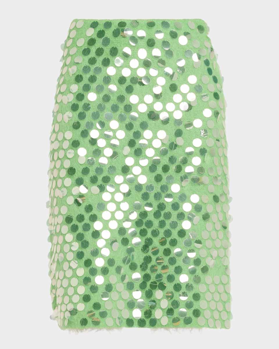 Delphine Paillettes Mohair-Wool Pencil Skirt